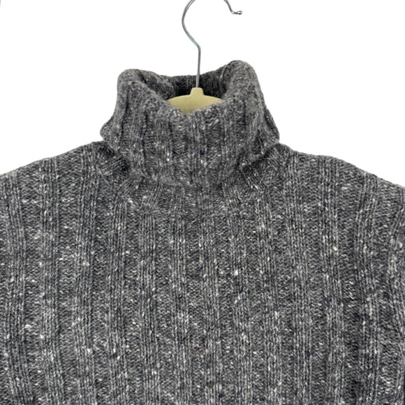 Garnet Hill Gray Tweed Wool Skinny Rib Turtleneck Size Small - Picture 2 of 12